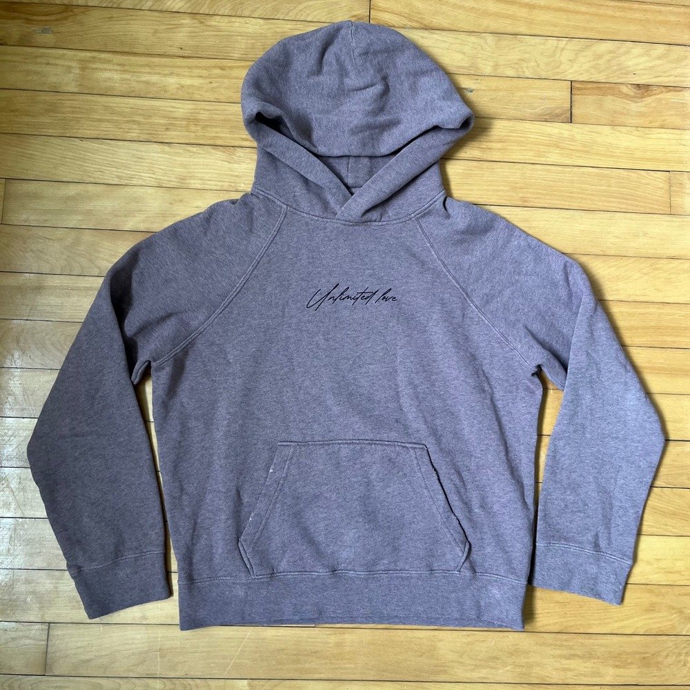 Zadig & Voltaire Unlimited Love Graphic Hoodie Purple Heather Distressed Small